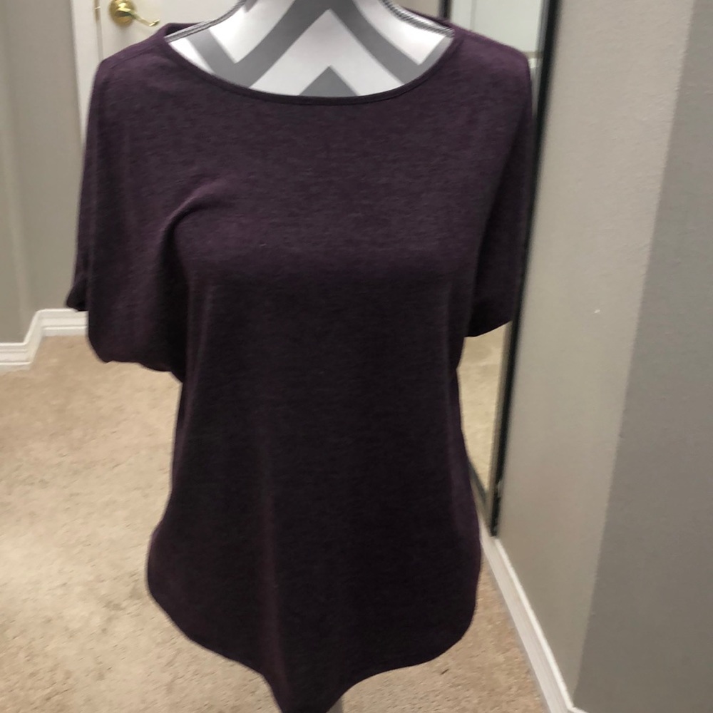 Cutout short sleeve purple shirt